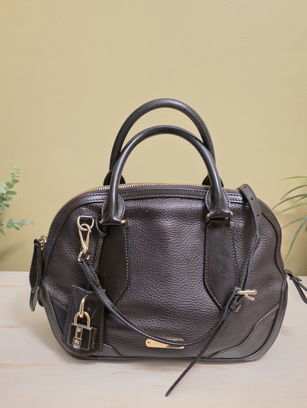Burberry | Black Leather Orchard Bowling Satchel Bag